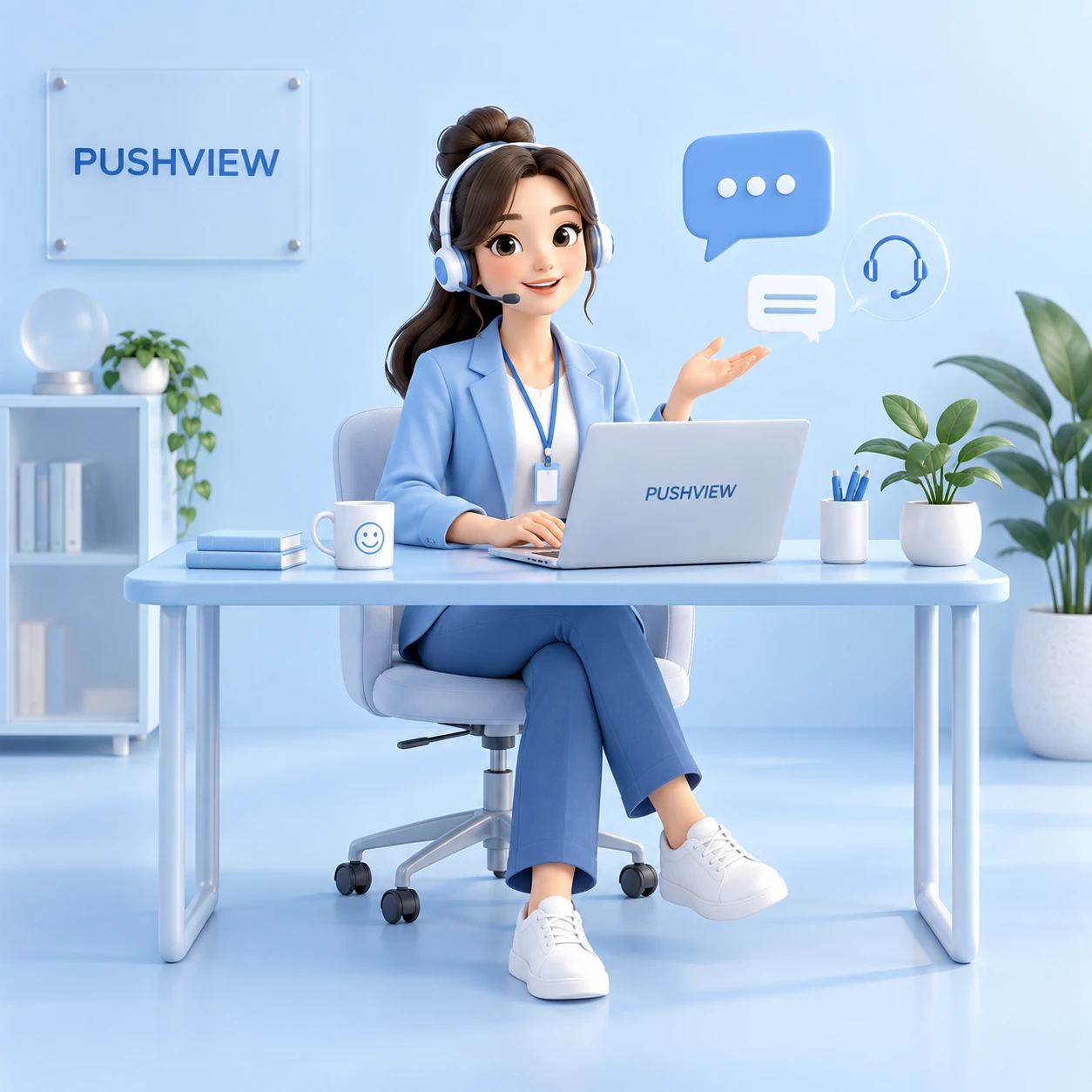 Иллюстрация службы поддержки PUSHVIEW